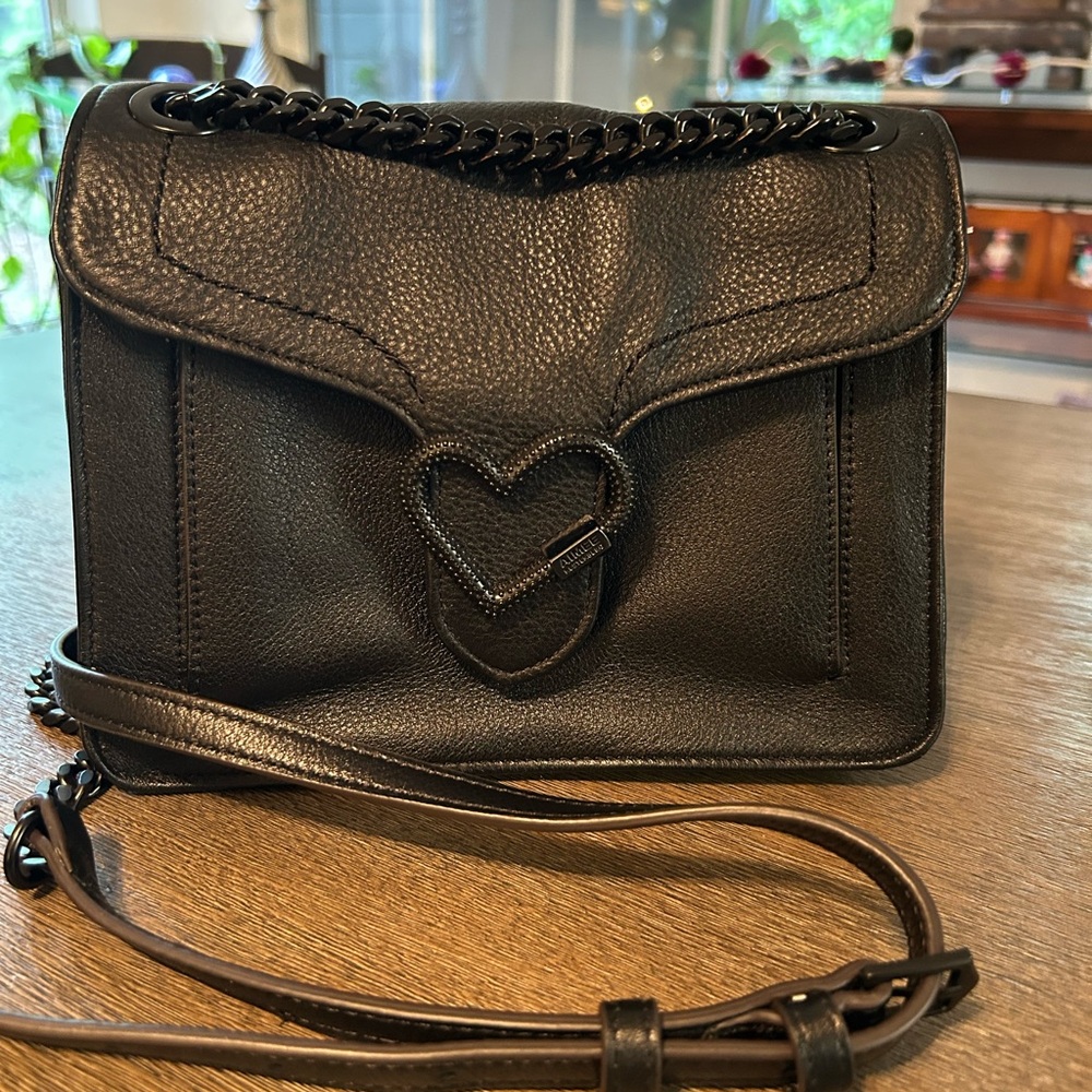 Aimee Kestenberg Black Leather Heart Accent Bag